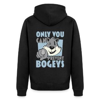 Only you can prevent the bogeys Disc Golf Frol - Unisex Premium Organic Zip Hoodie - black - Back - Nico (187cm)