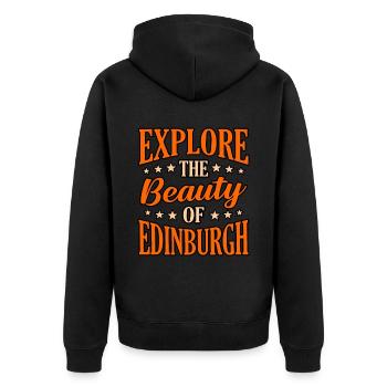 Découvrez Edinburgh Gift - Veste à capuche bio Premium Unisexe - noir - Dos - Nico (187cm)