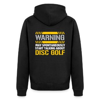 Kann spontan anfangen, über Disc Golf zu reden - Unisex Premium Bio Zip Hoodie - Schwarz - Hinten - Nico (187cm)