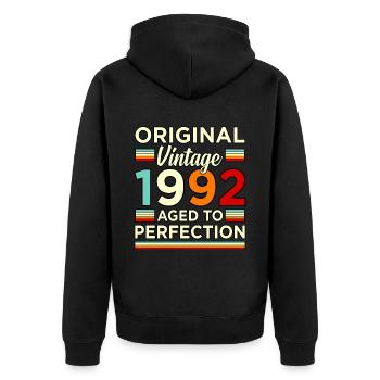 Original vintage 1992 at the age of Gift - Unisex Premium Organic Zip Hoodie - black - Back - Nico (187cm)