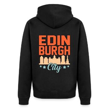 Edinburgh City Castle Geschenk - Unisex Premium Bio Zip Hoodie - Schwarz - Hinten - Nico (187cm)