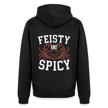 Lebhafter und würziger Krabben-Krabben-Flüsterer - Unisex Premium Bio Zip Hoodie - Schwarz - Hinten - Nico (187cm)