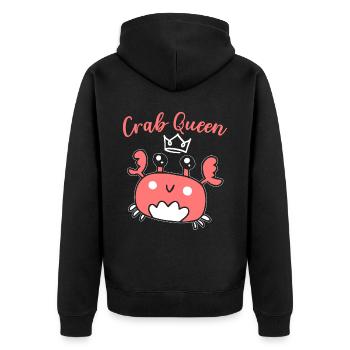 Crab Queen Crabulous Crabby Crab Whisperer - Unisex Premium Organic Zip Hoodie - black - Back - Nico (187cm)