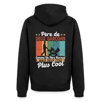 Père De Deux Garcons Papa Fête Des Pères - Veste à capuche bio Premium Unisexe - noir - Dos - Nico (187cm)