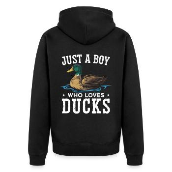 Juste un garçon qui aime les canards Duckling Duck Lover - Veste à capuche bio Premium Unisexe - noir - Dos - Nico (187cm)