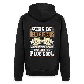 Père De Deux Garcons Papa Fête Des Pères - Veste à capuche bio Premium Unisexe - noir - Dos - Nico (187cm)