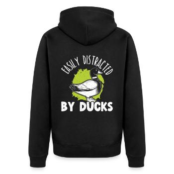 Facilement distrait par duck duckling duck lover - Veste à capuche bio Premium Unisexe - noir - Dos - Nico (187cm)