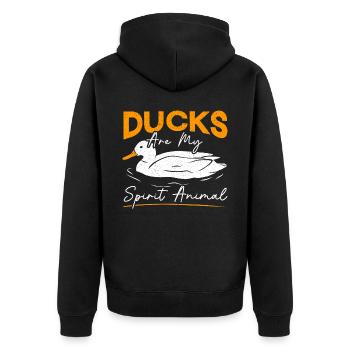Enten sind mein Geist Tier Entenente Liebhaber - Unisex Premium Bio Zip Hoodie - Schwarz - Hinten - Nico (187cm)