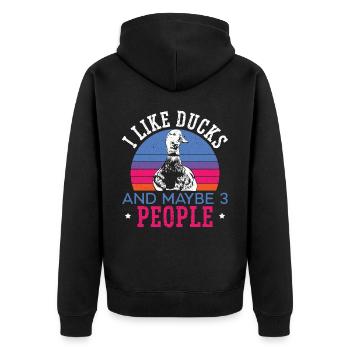 J’aime les canards et peut-être 3 personnes duckling duck - Veste à capuche bio Premium Unisexe - noir - Dos - Nico (187cm)