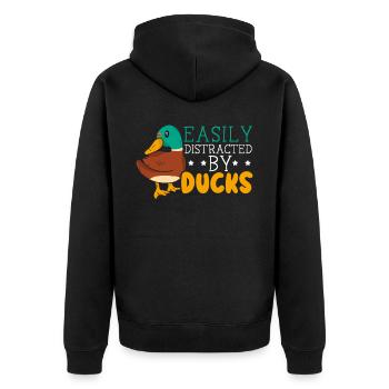 Facilement distrait par duck duckling duck lover - Veste à capuche bio Premium Unisexe - noir - Dos - Nico (187cm)