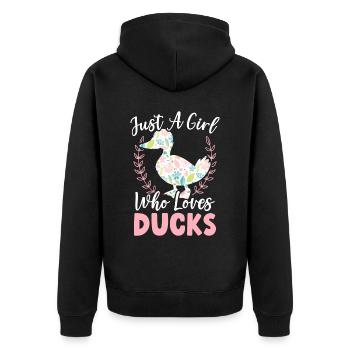 Juste une fille qui aime les canards Duckling Duck Lover - Veste à capuche bio Premium Unisexe - noir - Dos - Nico (187cm)