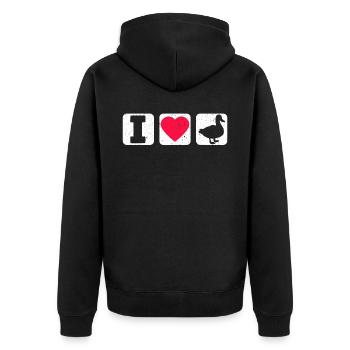 Ich liebe Enten Entlein Ente Liebhaber Vogel Wasservögel - Unisex Premium Bio Zip Hoodie - Schwarz - Hinten - Nico (187cm)