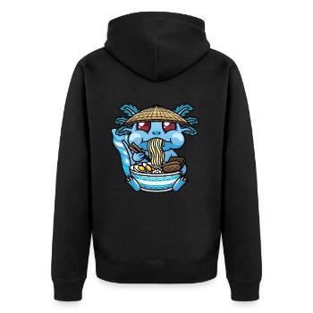 Axolotl Kawaii Ramen Noodles Anime - Unisex Premium Organic Zip Hoodie - black - Back - Nico (187cm)