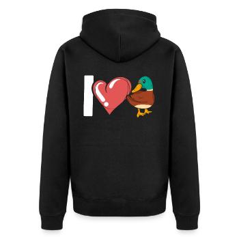 J’aime les canards Canetons Canard Amoureux Oiseau Oiseau - Veste à capuche bio Premium Unisexe - noir - Dos - Nico (187cm)