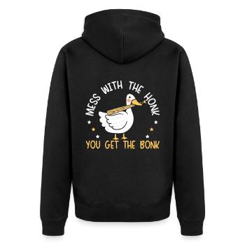 Mess With The Honk You Get The Bonk Duckling Duck - Unisex Premium Organic Zip Hoodie - black - Back - Nico (187cm)