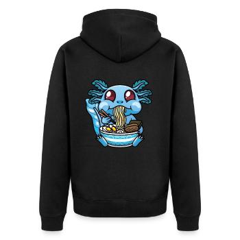 Axolotl Kawaii Ramen Noodles Anime - Unisex Premium Organic Zip Hoodie - black - Back - Nico (187cm)