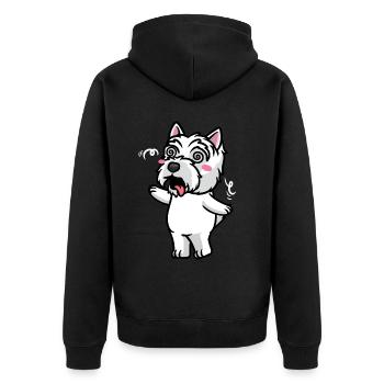 West Highland White Terrier Dog Westie - Unisex Premium Organic Zip Hoodie - black - Back - Nico (187cm)