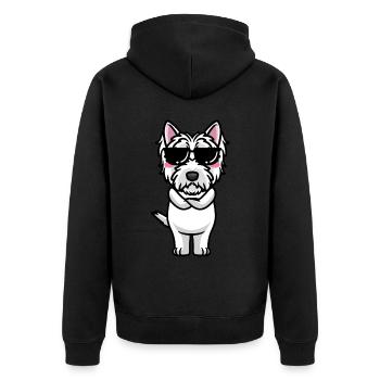West Highland White Terrier Dog Westie - Unisex Premium Organic Zip Hoodie - black - Back - Nico (187cm)