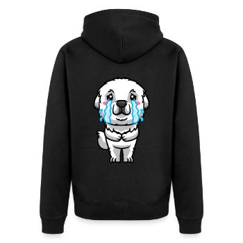 Pyrenäenberghund Hund Traurig Weinen - Unisex Premium Bio Zip Hoodie - Schwarz - Hinten - Nico (187cm)