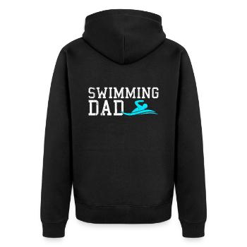 swimming dad - Unisex Premium Organic Zip Hoodie - black - Back - Nico (187cm)