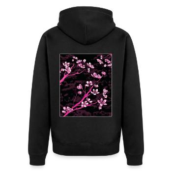 Vaporwave Esthétique Fleur de Cerisier Japon Japonais - Veste à capuche bio Premium Unisexe - noir - Dos - Nico (187cm)