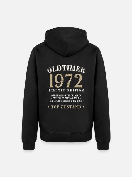 50 Jahre Oldtimer 1972 Jahrgang Geburtstag - Unisex Premium Bio Zip Hoodie - Schwarz