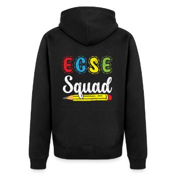 ECSE Squad Speducator SPED Teacher Autism - Unisex Premium Organic Zip Hoodie - black - Back - Nico (187cm)