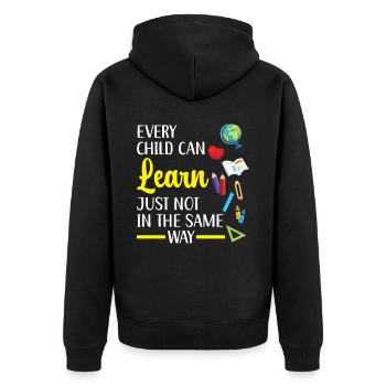 Chaque enfant peut apprendre de la même manière que - Veste à capuche bio Premium Unisexe - noir - Dos - Nico (187cm)