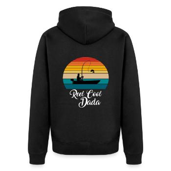 Reel Cool Dada Fishing Gifts - Unisex Premium Bio Zip Hoodie - Schwarz - Hinten - Nico (187cm)