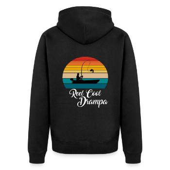 Reel Cool Drampa Fishing Gifts - Unisex Premium Organic Zip Hoodie - black - Back - Nico (187cm)