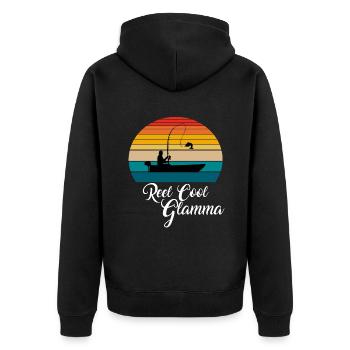 Reel Cool Glamma Fishing Gifts - Unisex Premium Bio Zip Hoodie - Schwarz - Hinten - Nico (187cm)