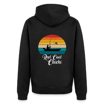 Reel Cool Chichi Fishing Gifts - Unisex Premium Bio Zip Hoodie - Schwarz - Hinten - Nico (187cm)