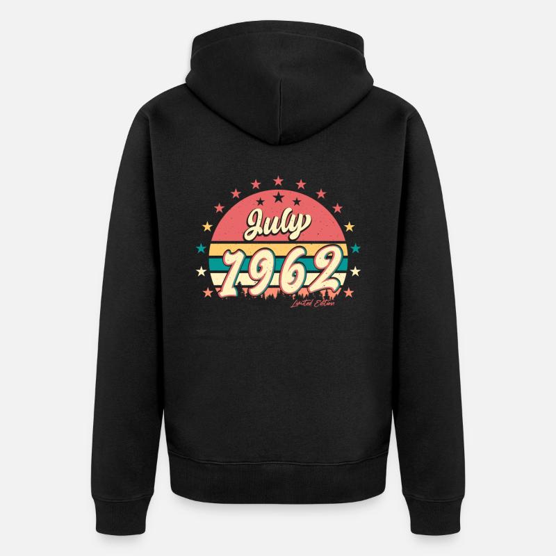 60e anniversaire juillet 1962 - Veste à capuche bio Premium Unisexe - noir