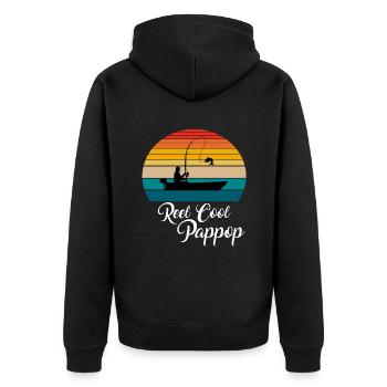Reel Cool Pappop Fishing Gifts - Unisex Premium Organic Zip Hoodie - black - Back - Nico (187cm)