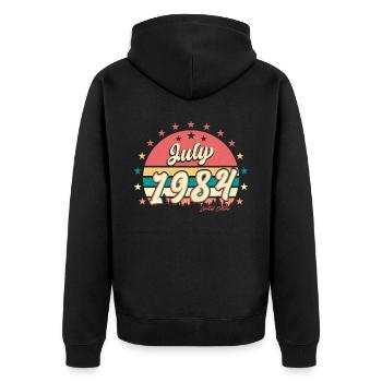 1984 Juli Beste Geschenkidee - Unisex Premium Bio Zip Hoodie - Schwarz - Hinten - Nico (187cm)