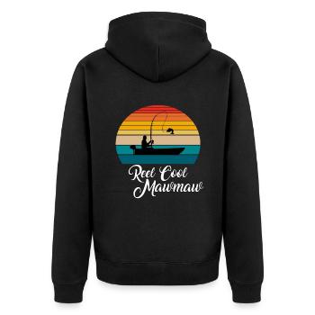 Reel Cool Mawmaw Fishing Gifts - Unisex Premium Bio Zip Hoodie - Schwarz - Hinten - Nico (187cm)