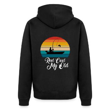 Reel Cool My Old Fishing Gifts - Unisex Premium Organic Zip Hoodie - black - Back - Nico (187cm)
