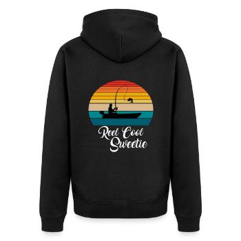 Reel Cool Sweetie Fishing Gifts - Unisex Premium Bio Zip Hoodie - Schwarz - Hinten - Nico (187cm)