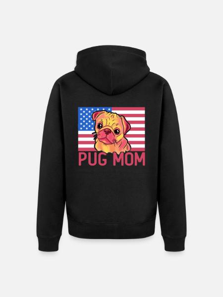 Pug Mom - Unisex Premium Organic Zip Hoodie - black