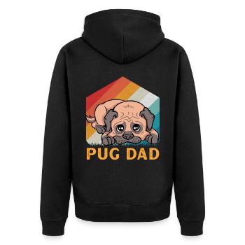 Pug Dad - Unisex Premium Bio Zip Hoodie - Schwarz - Hinten - Nico (187cm)