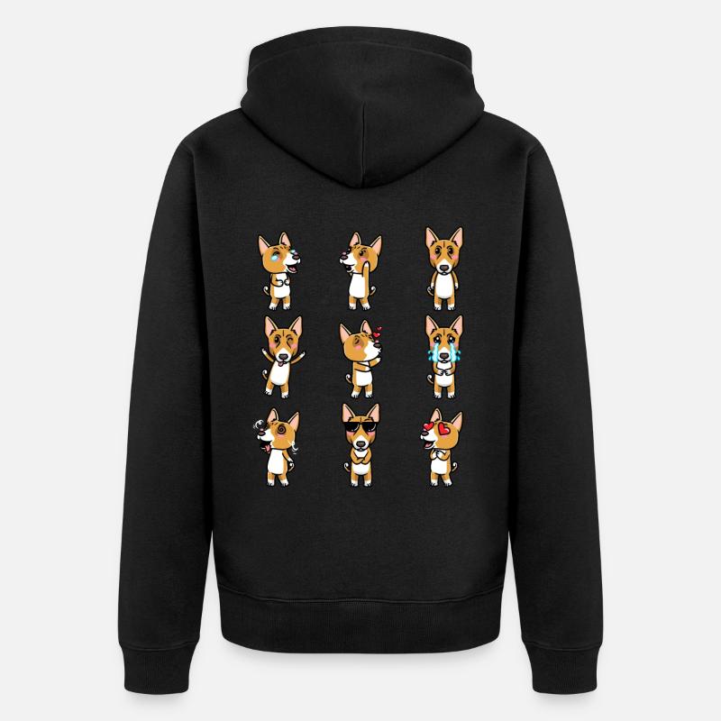 Émoticône de chien Basenji - Veste à capuche bio Premium Unisexe - noir