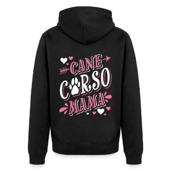Cane Corso Mama Italian Mastiff - Unisex Premium Organic Zip Hoodie - black - Back - Nico (187cm)