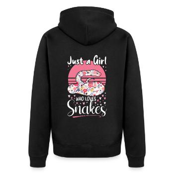 Snake Serpent Flower Floral Just A - Unisex Premium Bio Zip Hoodie - Schwarz - Hinten - Nico (187cm)
