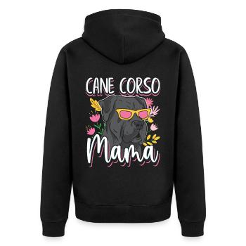 Cane Corso Mama Italian Mastiff - Unisex Premium Organic Zip Hoodie - black - Back - Nico (187cm)