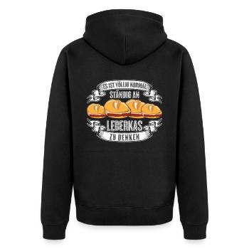 Leberkäse Fleischkas Witz Leberkas - Unisex Premium Bio Zip Hoodie - Schwarz - Hinten - Nico (187cm)