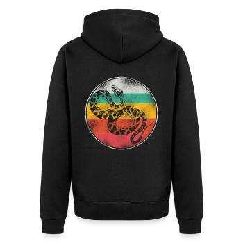 Snake Serpent Retro Vintage - Unisex Premium Bio Zip Hoodie - Schwarz - Hinten - Nico (187cm)