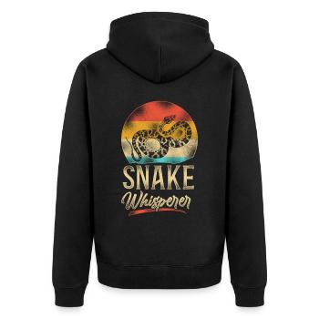 Snake Serpent Retro Vintage Snake - Unisex Premium Bio Zip Hoodie - Schwarz - Hinten - Nico (187cm)