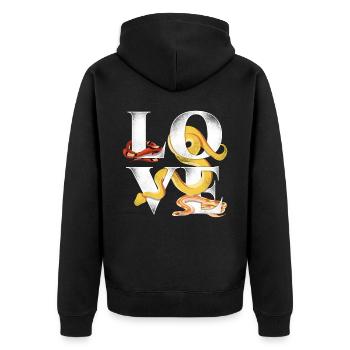 Snake Serpent Vintage Love - Unisex Premium Bio Zip Hoodie - Schwarz - Hinten - Nico (187cm)