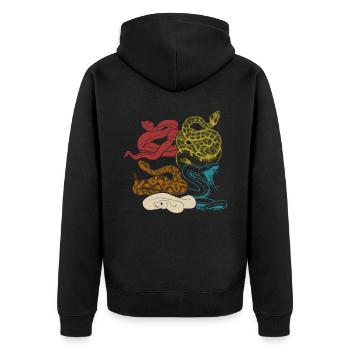 Snake Serpent Retro Vintage - Unisex Premium Bio Zip Hoodie - Schwarz - Hinten - Nico (187cm)