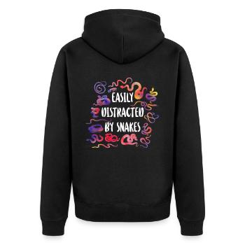 Snake Serpent Watercolor Easily - Unisex Premium Bio Zip Hoodie - Schwarz - Hinten - Nico (187cm)